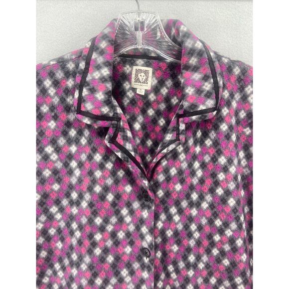 Anne Klein Pajamas Women’s Sz XL Black Pink Long Sleeve Pants Buttondown - Picture 9 of 16